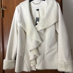 White House Black Market Winter White Teddy Jacket